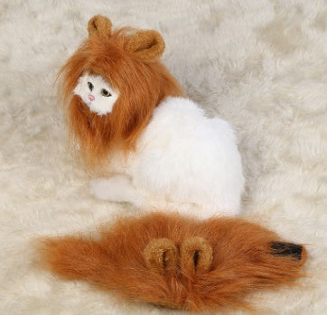 Lion Mane Costume – Gold, on a white cat
