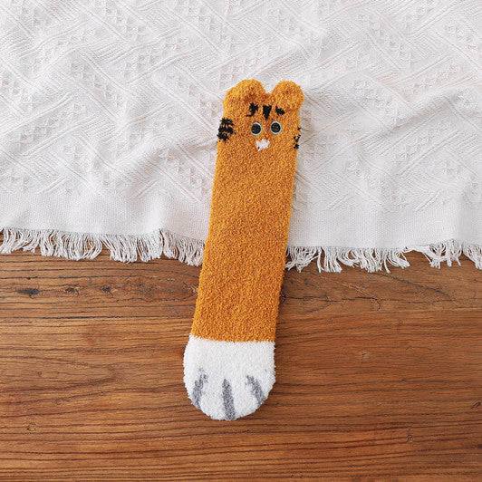 Cat Paw Fleece Socks – Flat Yellow A