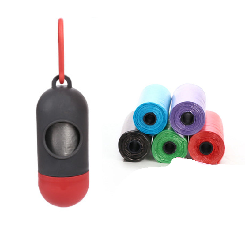 Poop Bag Dispenser with 5 Rolls – Gray & Red
