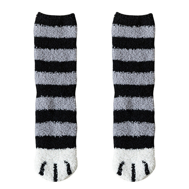 Cat Paw Fleece Socks – Bar black