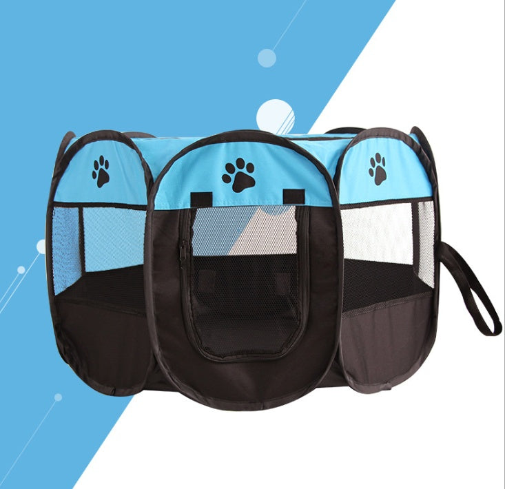 Foldable Octagonal Pet Playpen – Blue