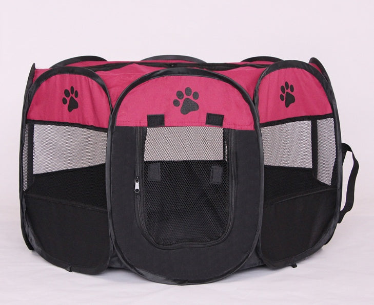 Foldable Octagonal Pet Playpen – Dark pink