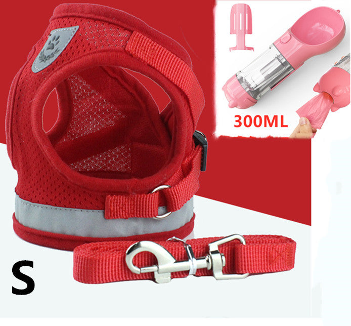 Breathable Mesh Harness & Leash Set – Red set