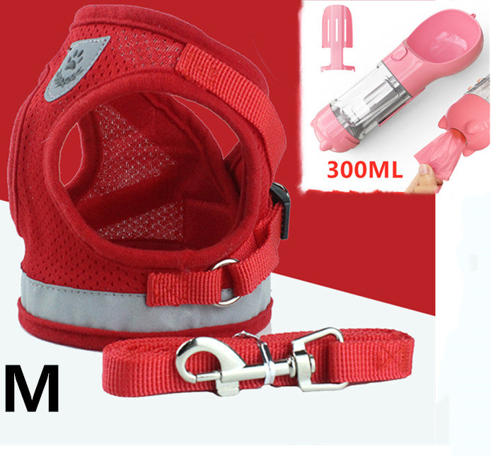 Breathable Mesh Harness & Leash Set – Red set