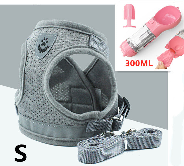 Breathable Mesh Harness & Leash Set – Grey set