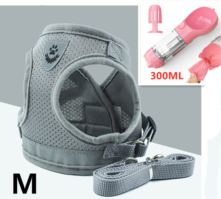 Breathable Mesh Harness & Leash Set – Grey set
