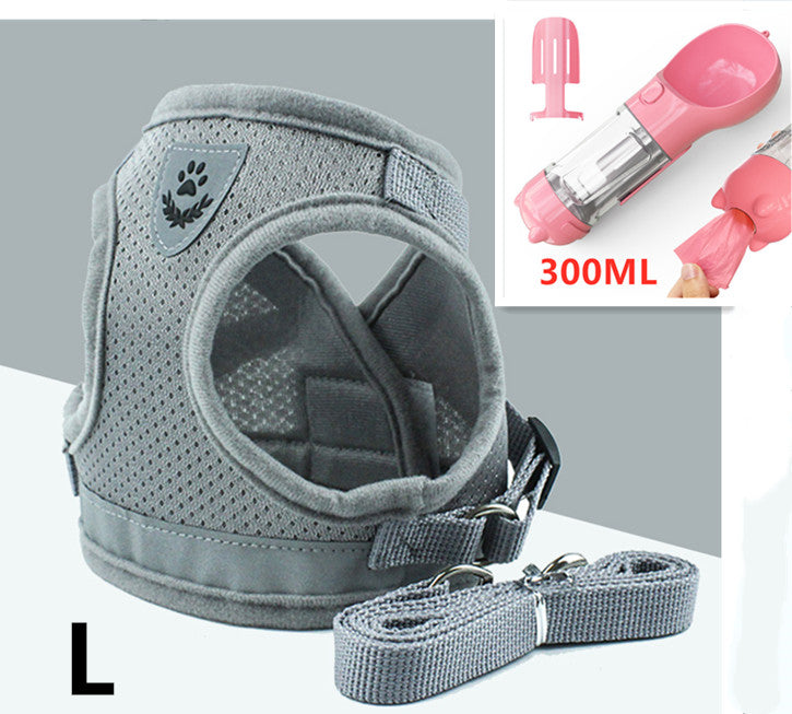Breathable Mesh Harness & Leash Set – Grey set