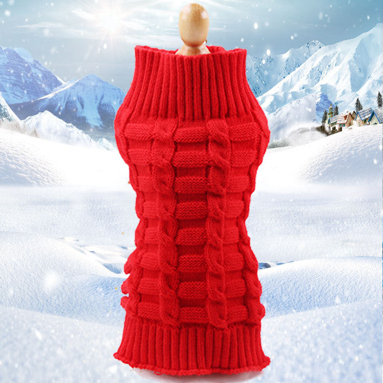 Cable Knit Pet Sweater – Red