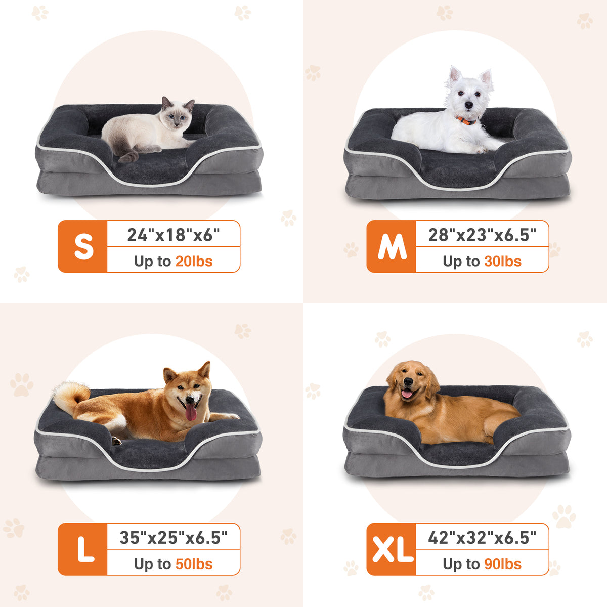 Memory Foam Orthopedic Pet Bed – Grey