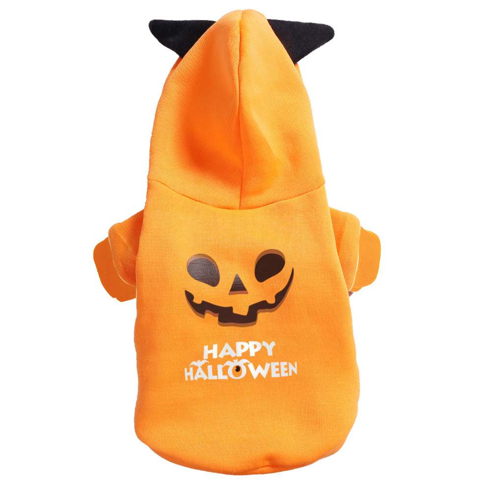 Halloween Jack-o'-Lantern Pet Hoodie – Orange Pumpkin front