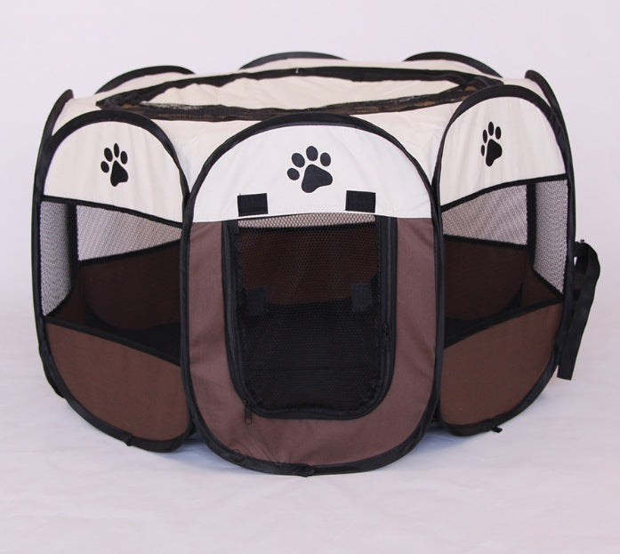Foldable Octagonal Pet Playpen – Coffee