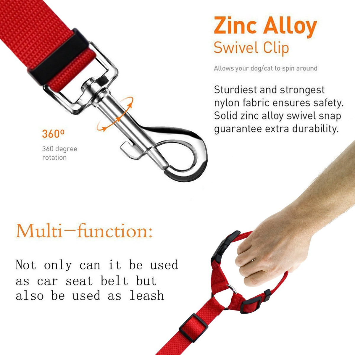 2-in-1 Dog Car Seat Belt & Leash – view 4