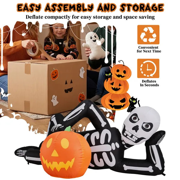 7 ft Inflatable Lying Skeleton – deflates and packs away