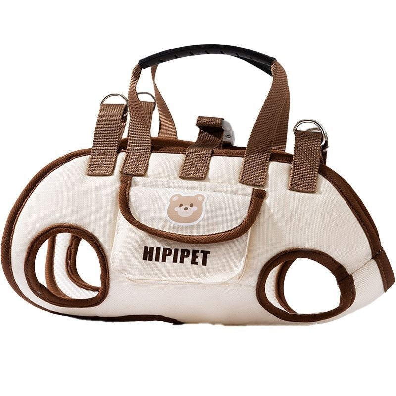 Horizontal Pet Carrier Bag – Cream & Brown
