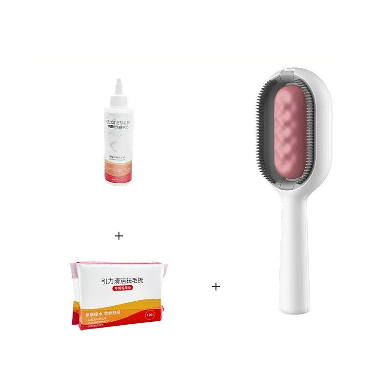 Dematting Brush with Cleansing Tank – Pink long hair