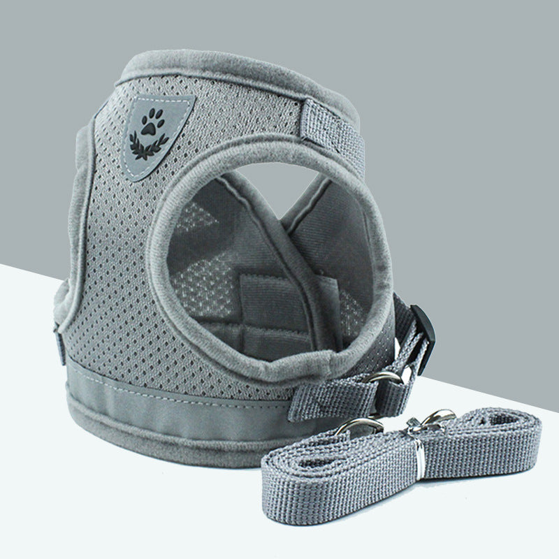 Breathable Mesh Harness & Leash Set – Grey