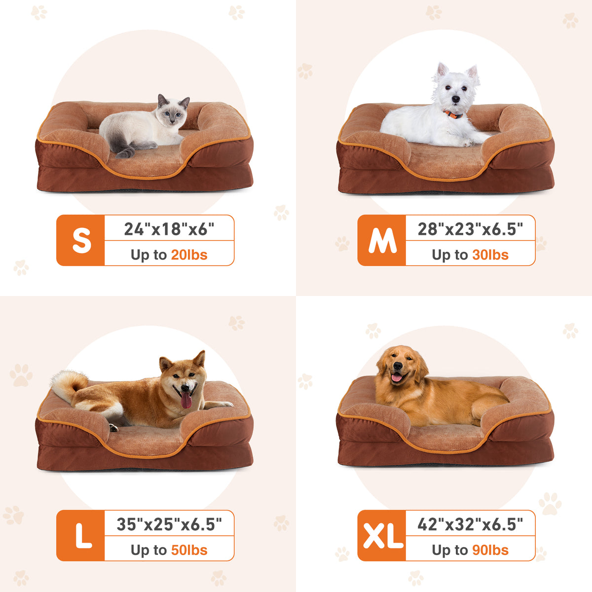 Memory Foam Orthopedic Pet Bed – Brown