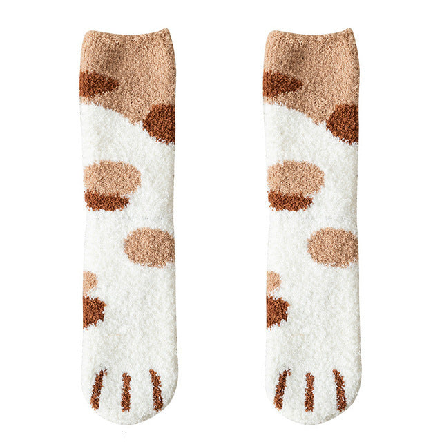 Cat Paw Fleece Socks – Dot coffee