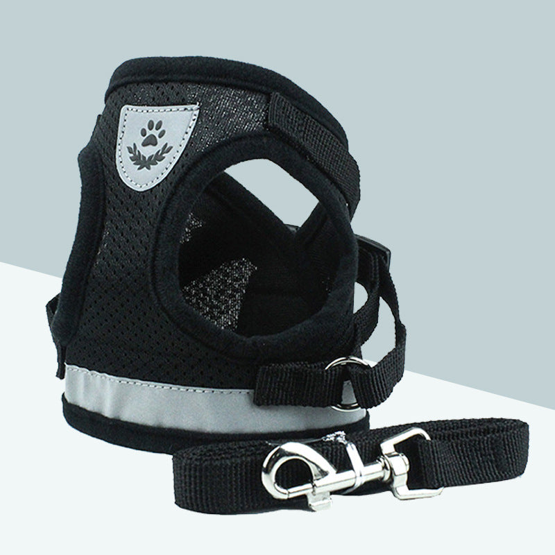 Breathable Mesh Harness & Leash Set – Black