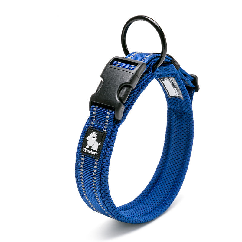 Padded Reflective Dog Collar – Sapphire blue