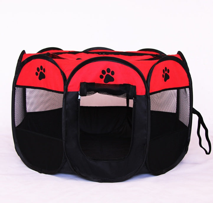 Foldable Octagonal Pet Playpen – Red