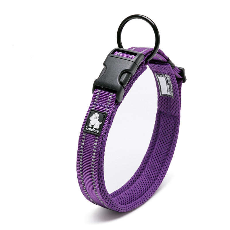Padded Reflective Dog Collar – Purple