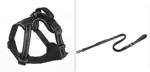 No-Pull Reflective Dog Harness – Black set 1