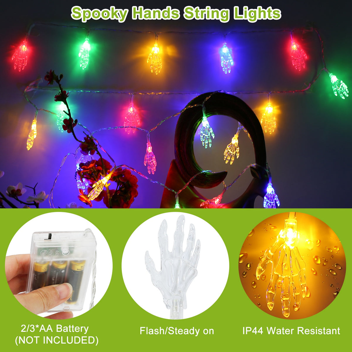 Halloween Skeleton, Skull & Hand String Lights – ghost hand string