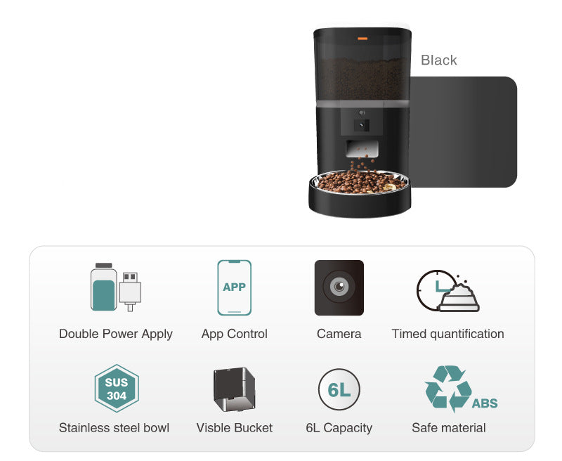 Smart Camera Pet Feeder – Black