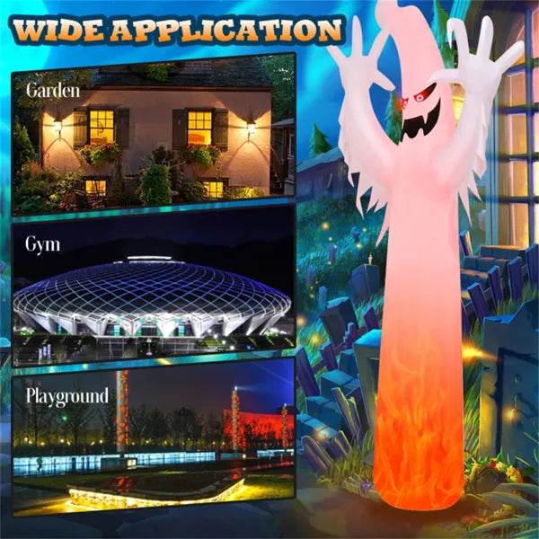12 ft Inflatable Ghost – in a garden, gym and playground