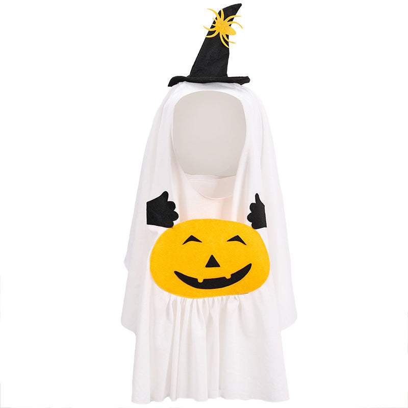 Pumpkin Ghost Pet Costume – full costume with hat