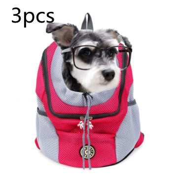 Pet Travel Backpack – Rose red 3pcs