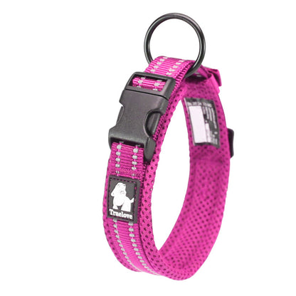 Padded Reflective Dog Collar – Rose Red