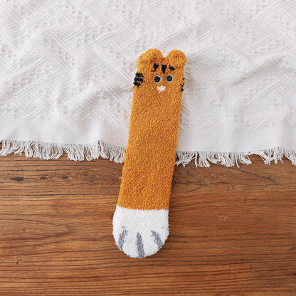 Cat Paw Fleece Socks – Flat Yellow A