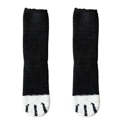 Cat Paw Fleece Socks – Black