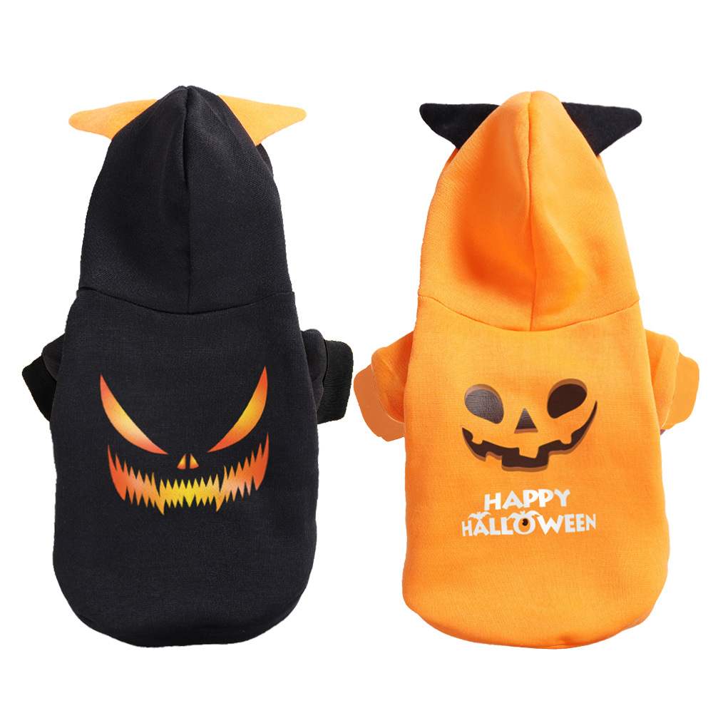 Halloween Jack-o'-Lantern Pet Hoodie – Black Grin and Orange Pumpkin