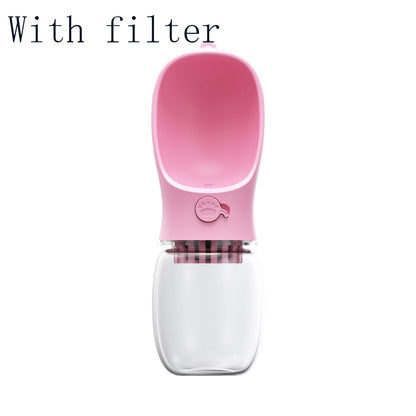 Leak-Proof Travel Pet Water Bottle – Pink with filter