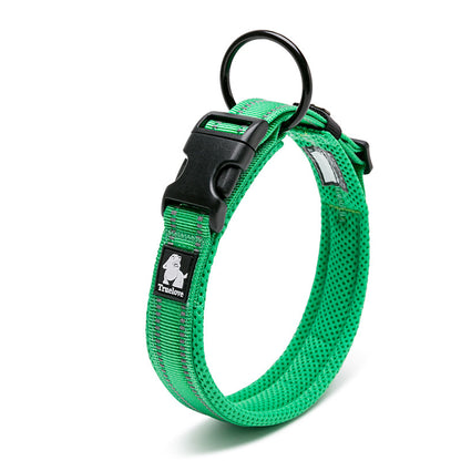 Padded Reflective Dog Collar – Grass green