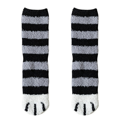 Cat Paw Fleece Socks – Bar black