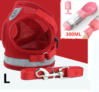 Breathable Mesh Harness & Leash Set – Red set