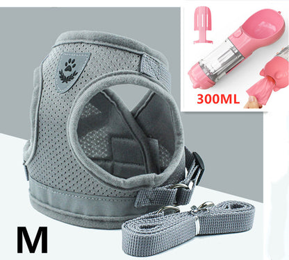 Breathable Mesh Harness & Leash Set – Grey set