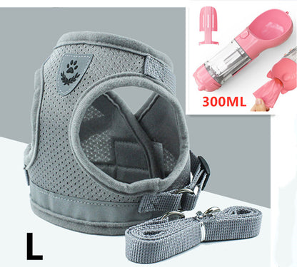 Breathable Mesh Harness & Leash Set – Grey set