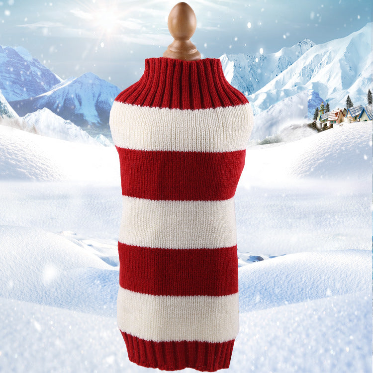 Cable Knit Pet Sweater – Thick red lines