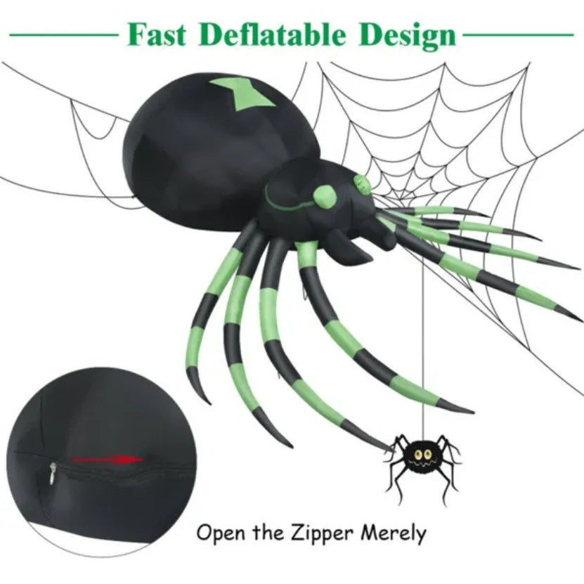 6 ft Inflatable Halloween Spider – zipper for quick deflation