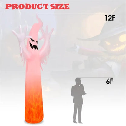 12 ft Inflatable Ghost – 12 ft height next to a 6 ft adult