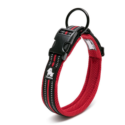 Padded Reflective Dog Collar – Wine Red