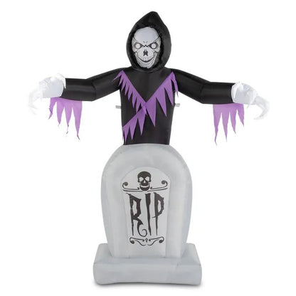 6 ft Inflatable Grim Reaper & Tombstone – front view