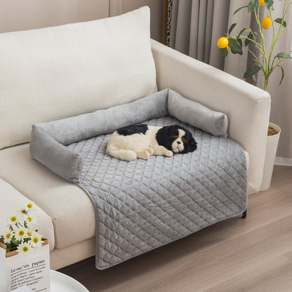 Furniture-Protecting Dog Sofa Bed – Light Gray with Pillow