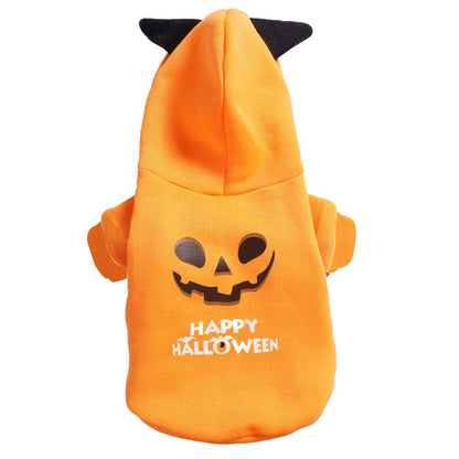 Halloween Jack-o'-Lantern Pet Hoodie – Orange Pumpkin front