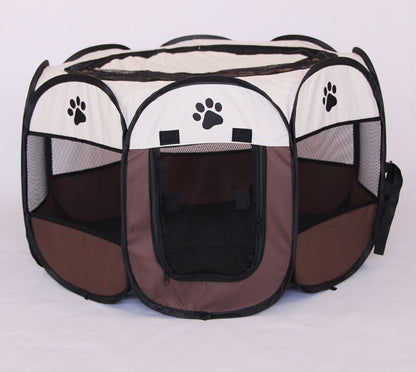 Foldable Octagonal Pet Playpen – Coffee